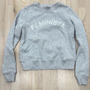 EUC Rebecca Minkoff Feminista Sweatshirt, Grey/white, S